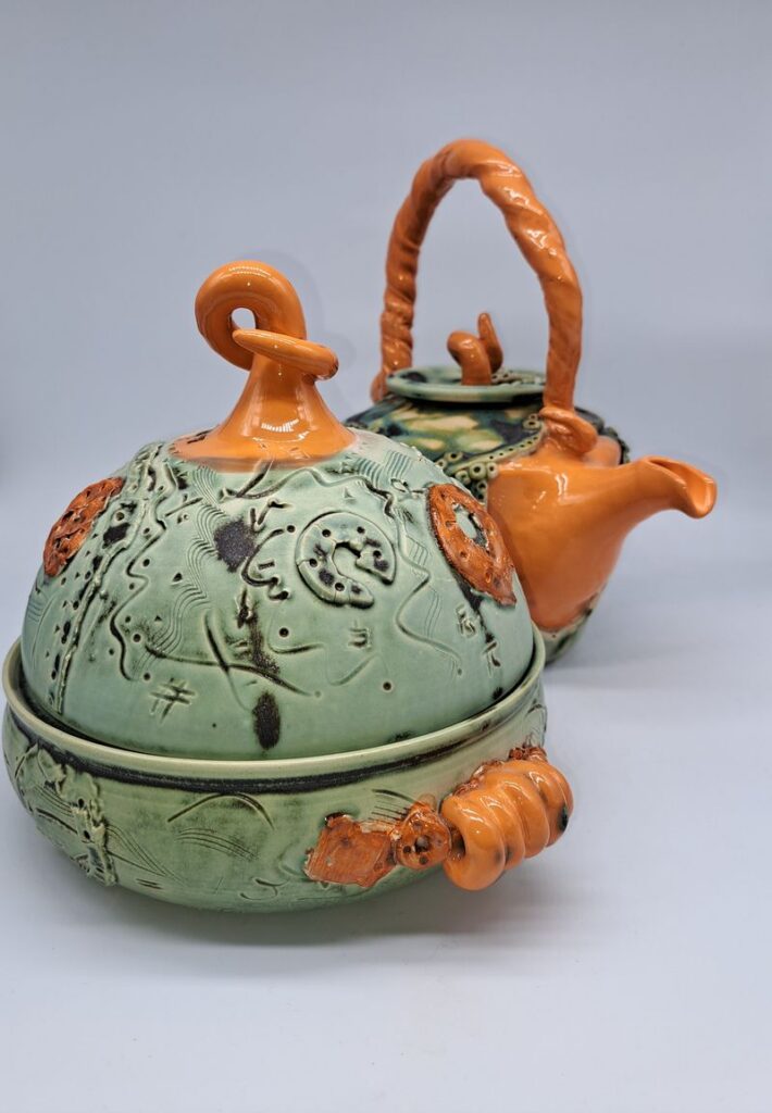 Vert-de-Gris : Soupière & Théière